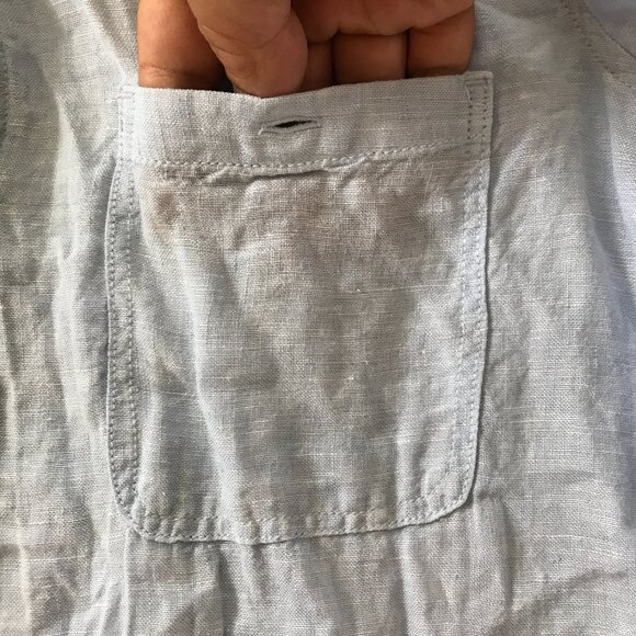 Tahari 100% Linen Top Women S Blue Button Up Pocket Long Sleeve Collared 17035 - Picture 13 of 15